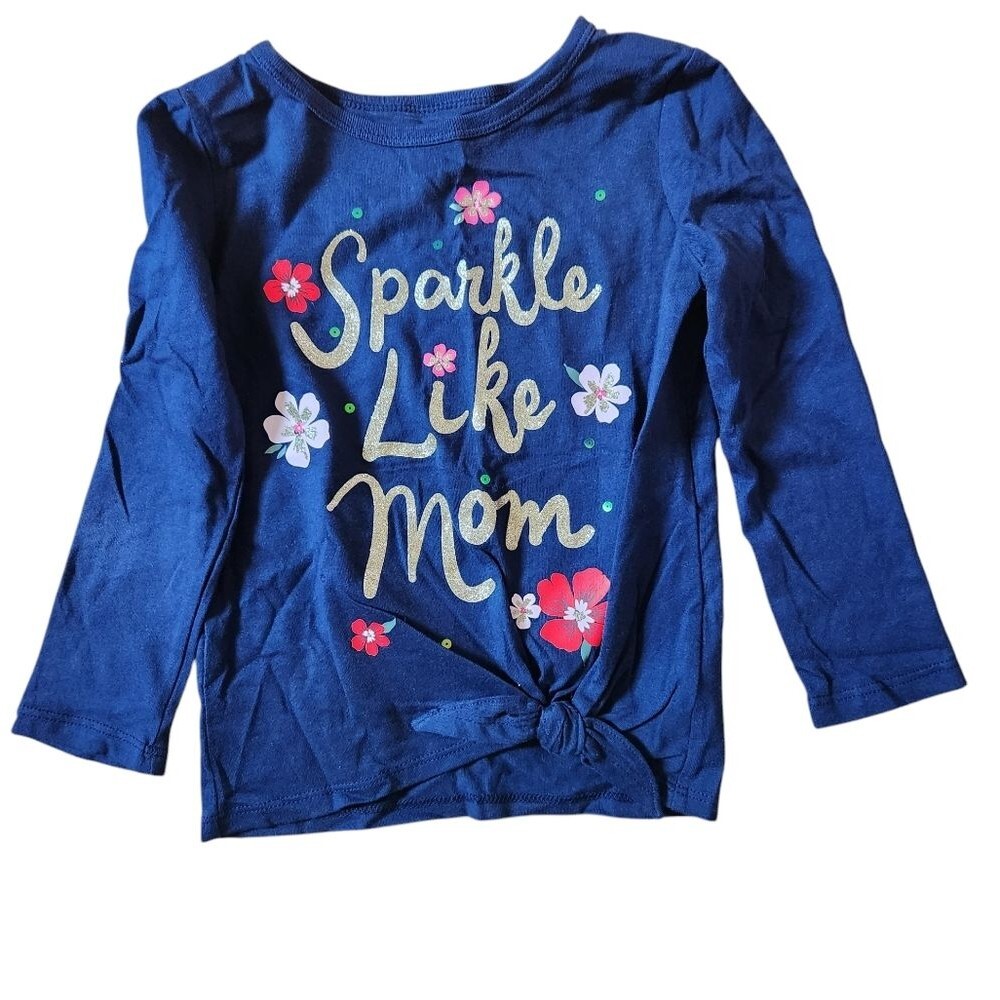 Carter's Girls Sparkle Like Mom Long Sleeve Shirt Size 3T Blue